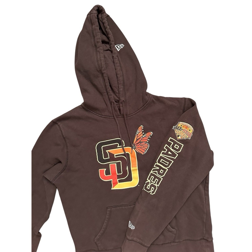 San Diego Padres Elite Hoodie Brown Butterfly MLB 1992โ All Star Patch Hoodie L